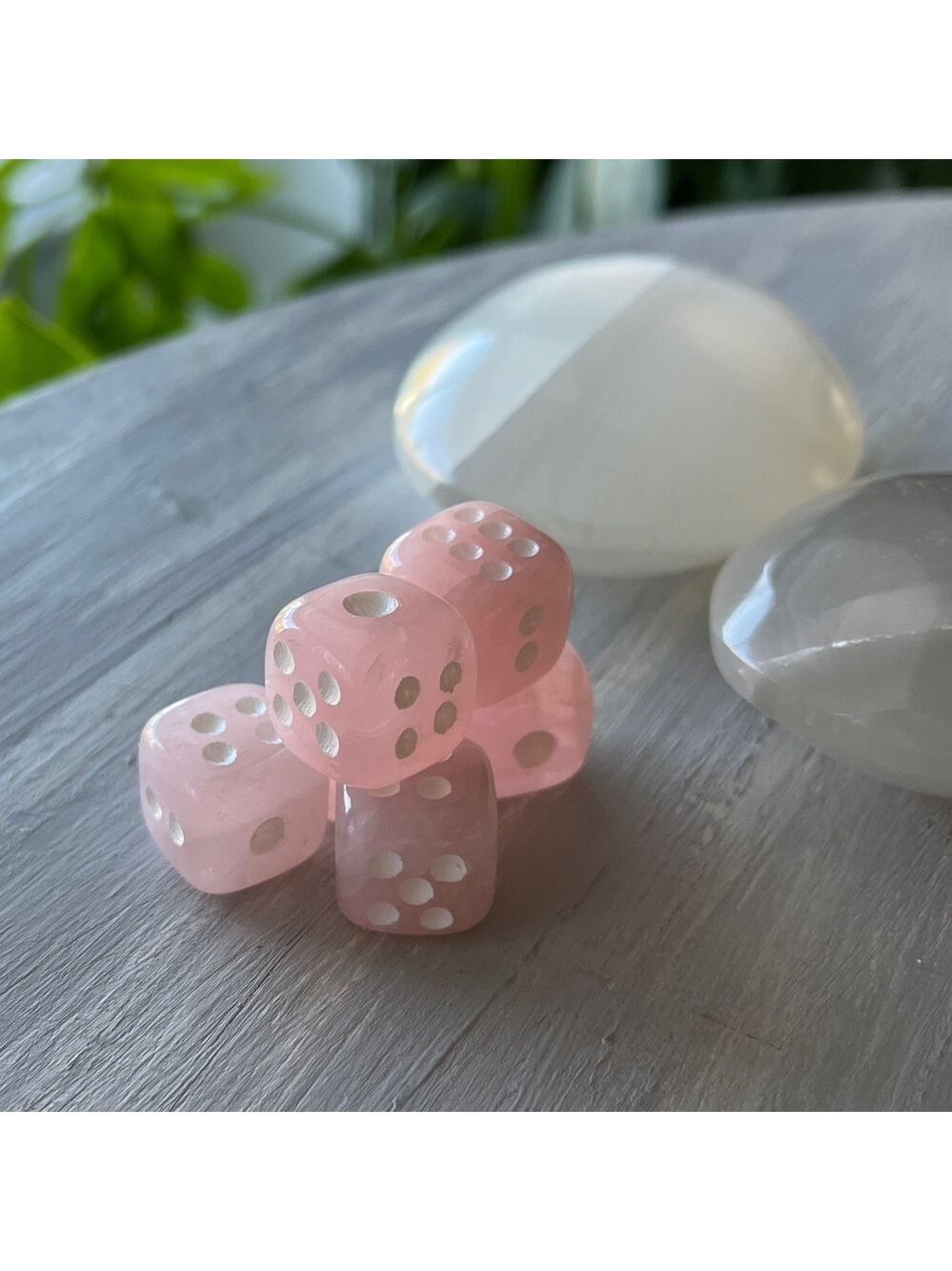 Rose Quartz dice pair